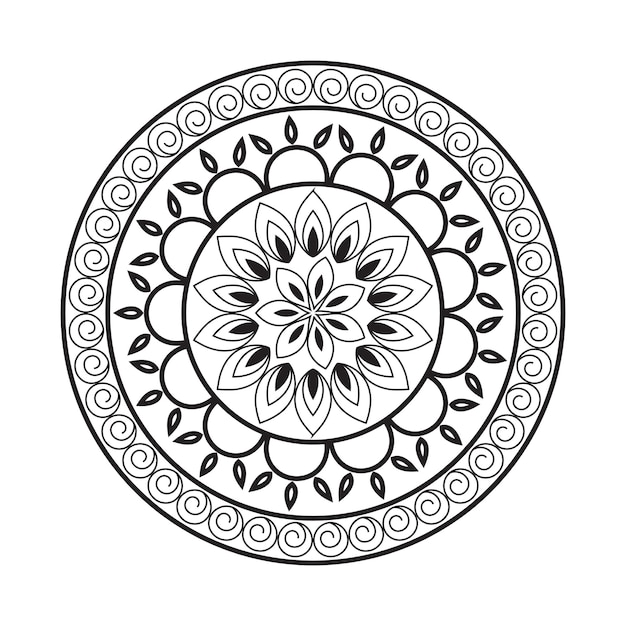 Mandala design decorativo padrão decoração floco de neve em design de padrão de flor preto