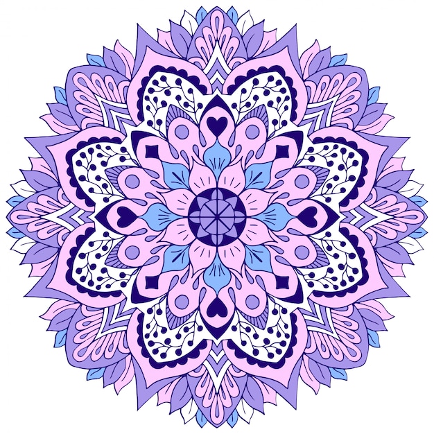 Mandala estilizada com elementos florais e formas geométricas. ilustração