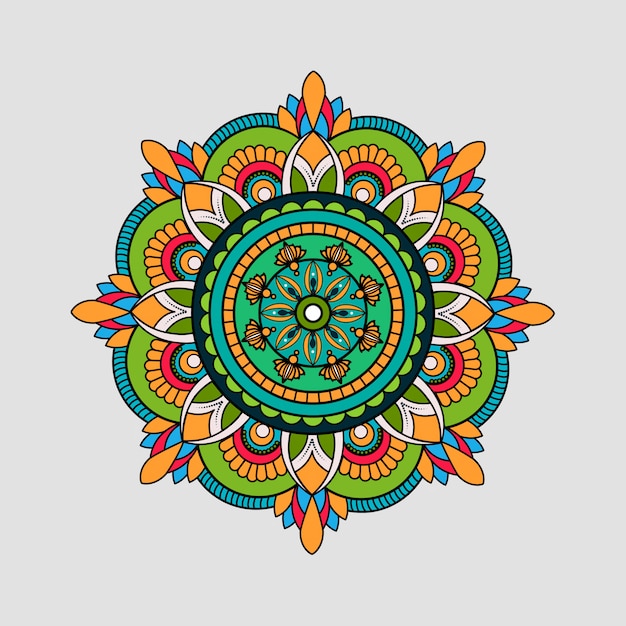 Mandala étnica com ornamentos coloridos.