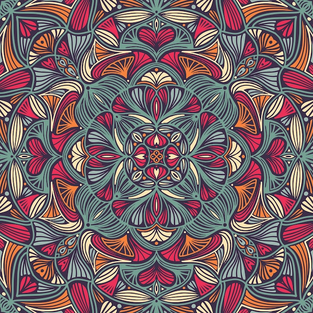 Mandala étnica floral ornamental colorida