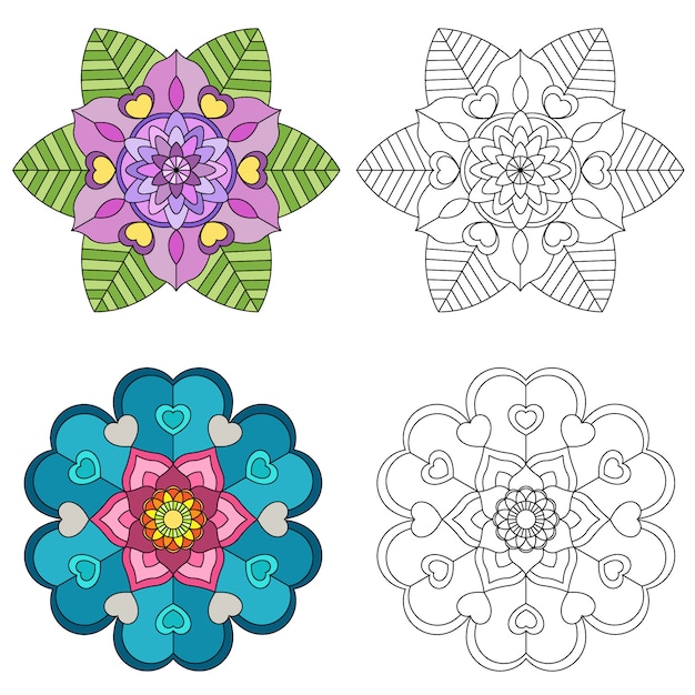 Mandala flor 2 coloração de estilo para adultos.