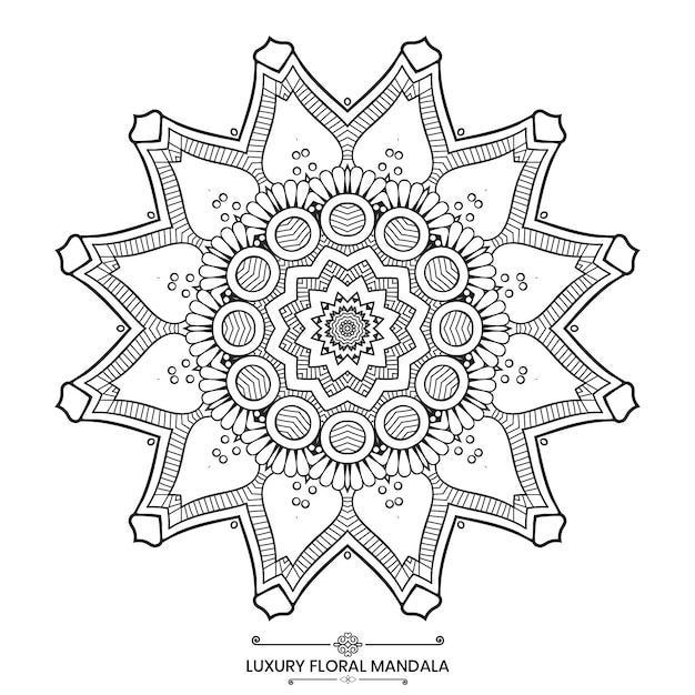 Mandala floral de luxo, design de mandala decorativa ideal para livro de colorir