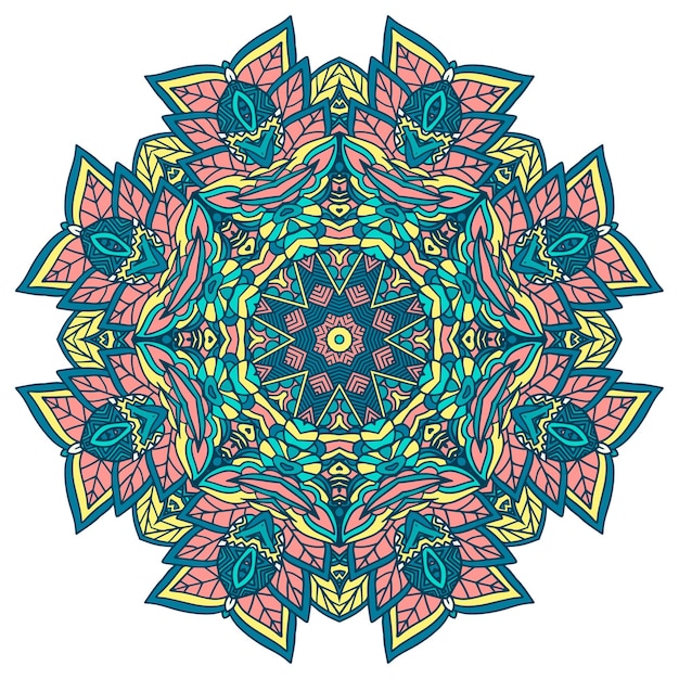 Mandala floral geométrica abstrata colorida sem costura padrão ornamental