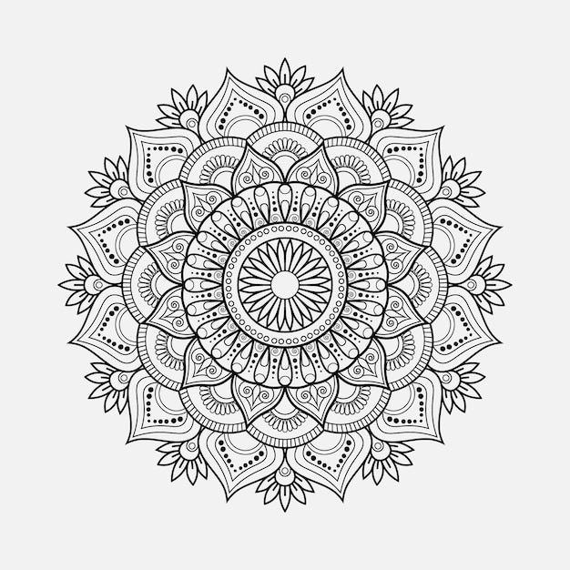 Mandala floral linear elemento decorativo ornamental criativo ilustração vetorial de forma de círculo