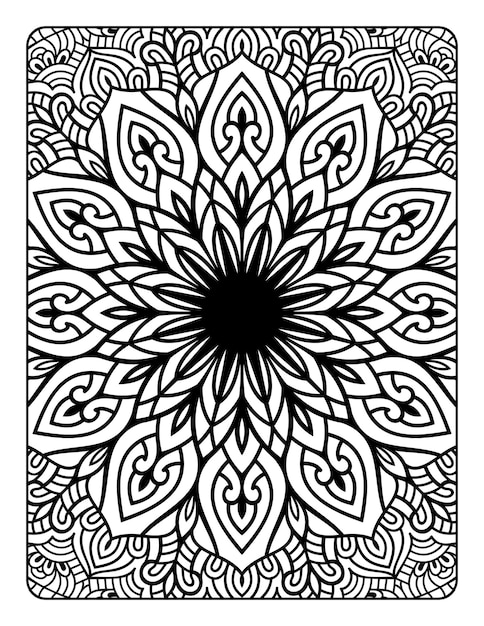 Mandala floral padrão para colorir para relaxamento de adultos, mandala para colorir