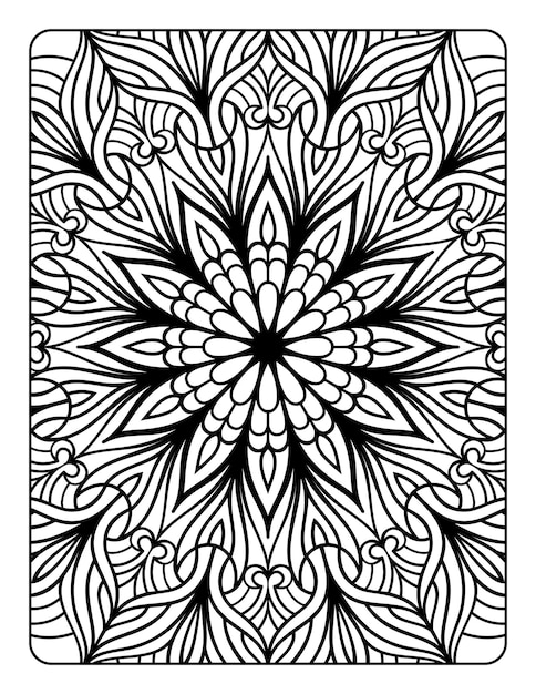 Mandala floral padrão para colorir para relaxamento de adultos, mandala para colorir