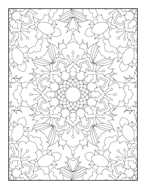 Mandala floral para colorir página para colorir padrão livro de colorir para adultos e crianças
