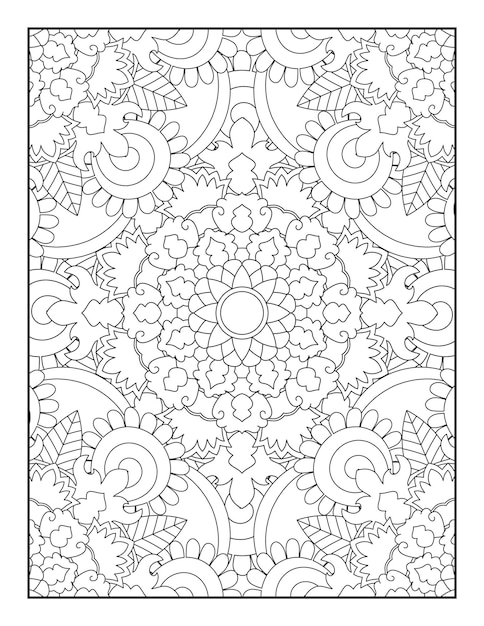 Mandala floral para colorir página para colorir padrão livro de colorir para adultos e crianças