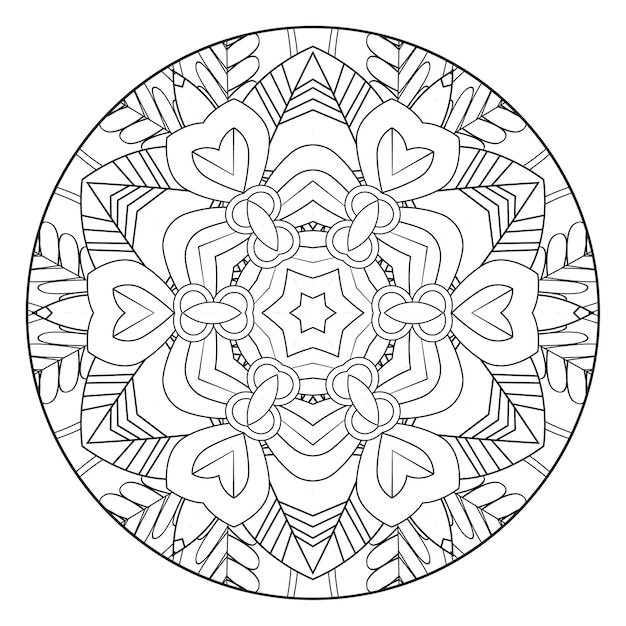 Mandala floral para colorir para adultos. mandala redonda para colorir. página de livro de colorir adulto.