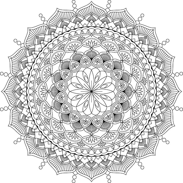 Mandala incolor desenhada à mão única