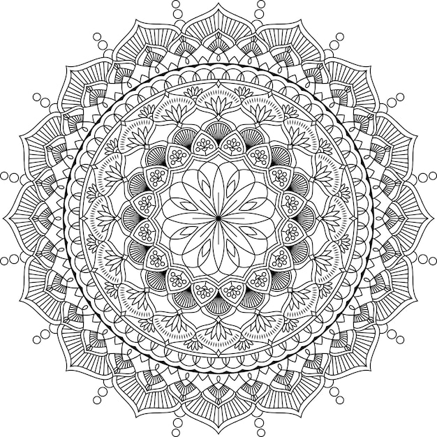 Mandala incolor desenhada à mão única