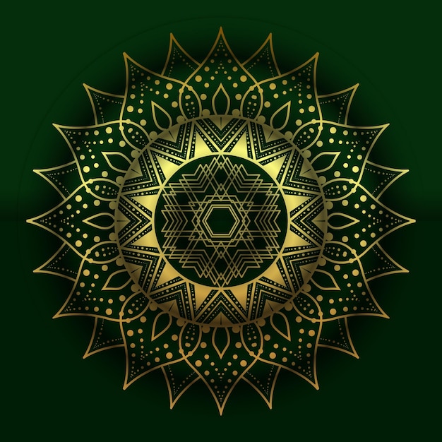 Mandala indiana de luxo com fundo dourado colorido