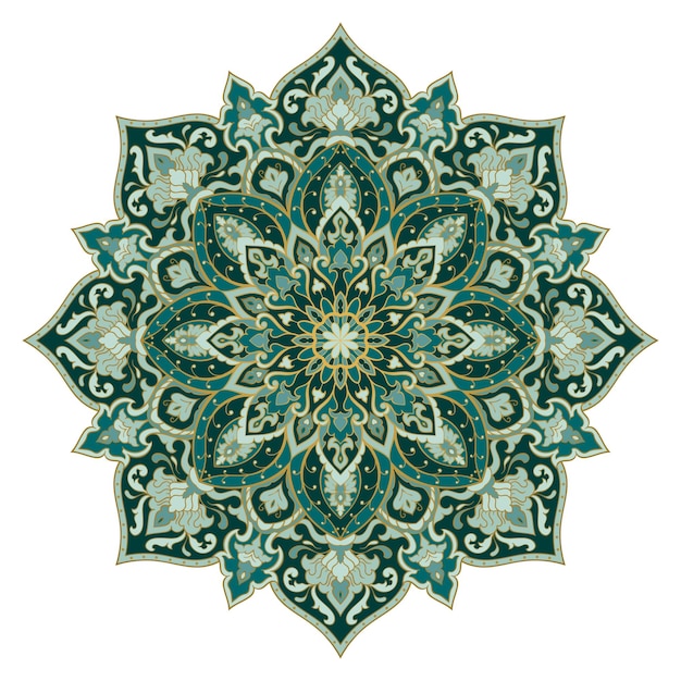 Vetor mandala indiana esmeralda elemento de gesign oriental padrão abstrato verde para qualquer superfície