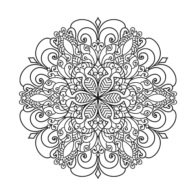 Mandala isolada no fundo branco. padrão de mandala étnica monocromática decorativa.