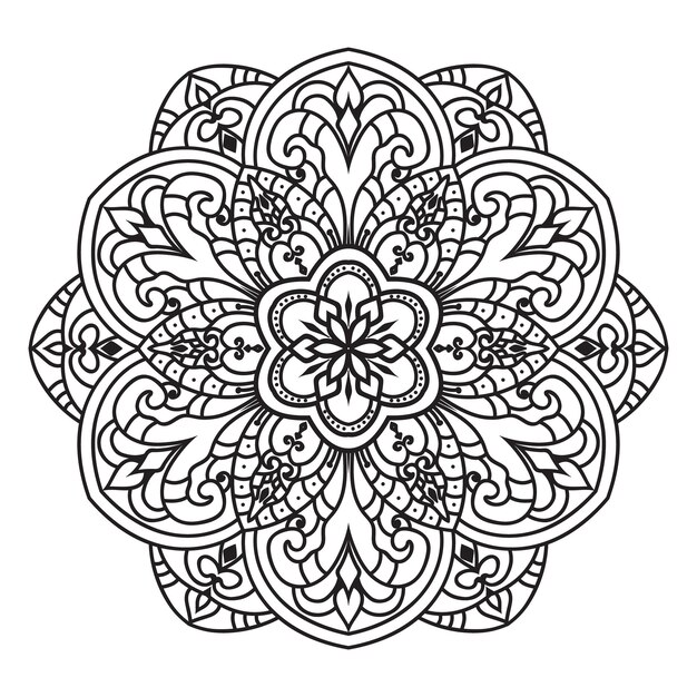 Mandala isolada no fundo branco. Padrão de mandala étnica monocromática decorativa.