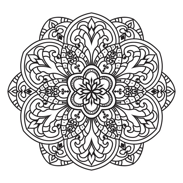 Mandala isolada no fundo branco. padrão de mandala étnica monocromática decorativa.