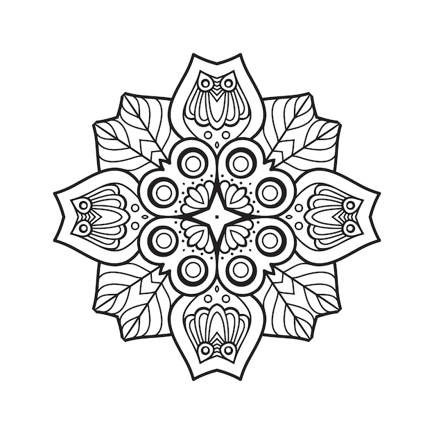 Mandala. linha simples, elemento decorativo para colorir.