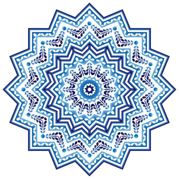 Mandala medalhão antistress indiano abstracto flor islâmica desenho de henna árabe símbolo de ioga fundo branco ilustração vetorial