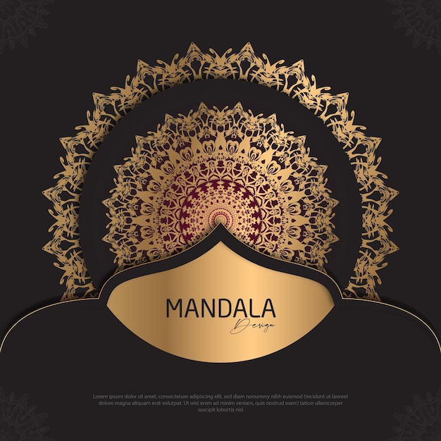 Mandala mínima design redondo design de luxo texto de pincel dourado