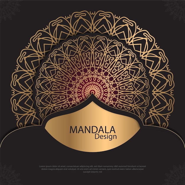 Vetor mandala mínima design redondo design de luxo texto de pincel dourado
