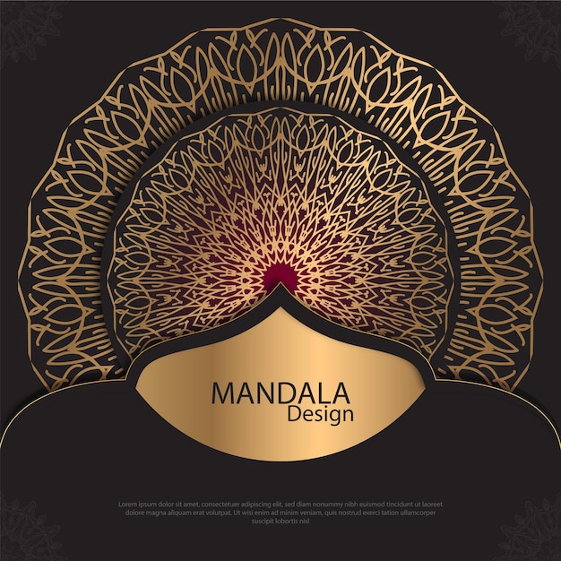 Vetor mandala mínima design redondo design de luxo texto de pincel dourado