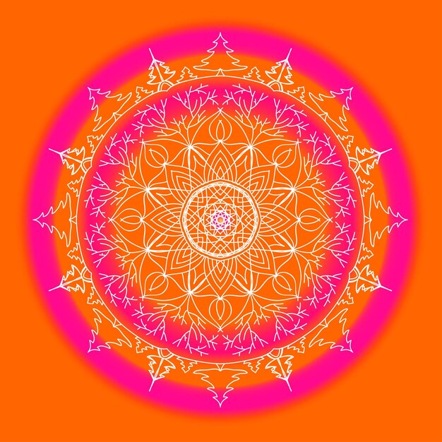 Mandala ornamentada de renda redonda decorativa Padrão brilhante para impressão de cartões de scrapbook web design Fundo colorido abstrato