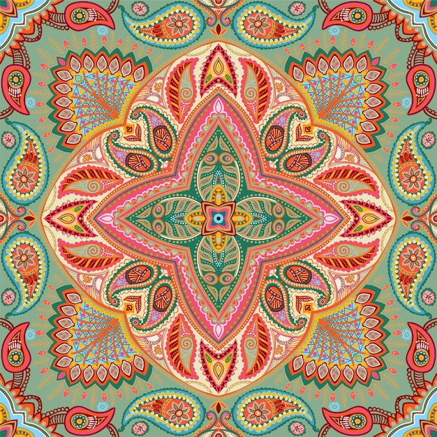 Vetor mandala ornate paisley padrão sem costura material vetorial