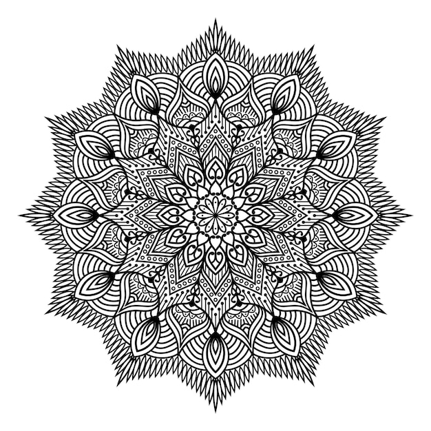Mandala Página do livro para colorir Medalhão de artistas indianos Branco e fundo para colorir contorno preto