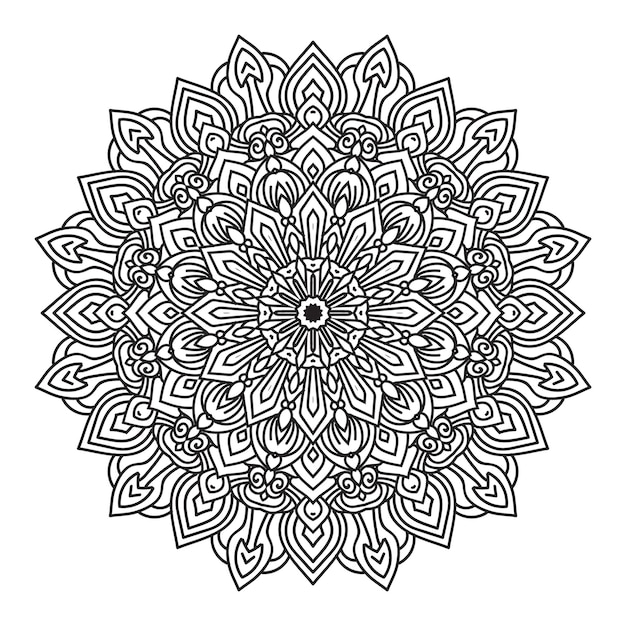 Mandala para colorir em estilo de fundo preto e branco