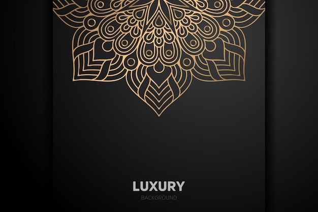 Mandala preta de fundo dourado luxuoso