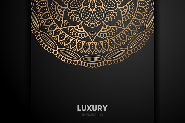 Mandala preta de fundo dourado luxuoso