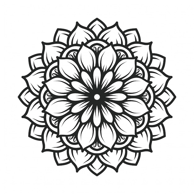 Vetor mandala preto e branco