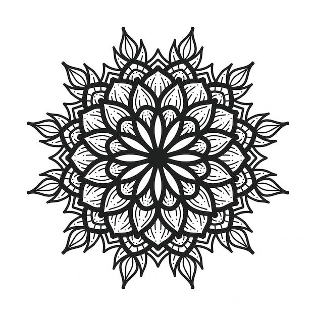 Vetor mandala preto e branco