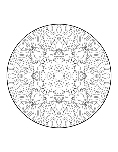 Mandala redonda. mandala. círculo mandala. página do livro para colorir. mandalas de flores. ilustração vetorial.