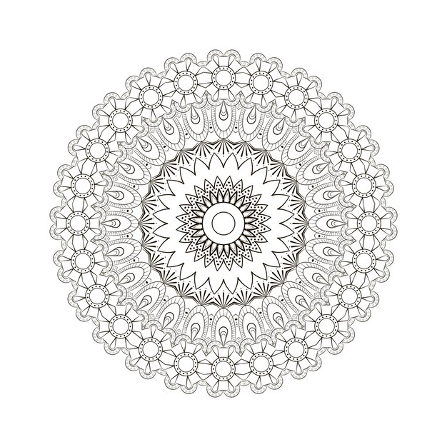 Mandala redonda para anti-stress de página de livro de colorir Design