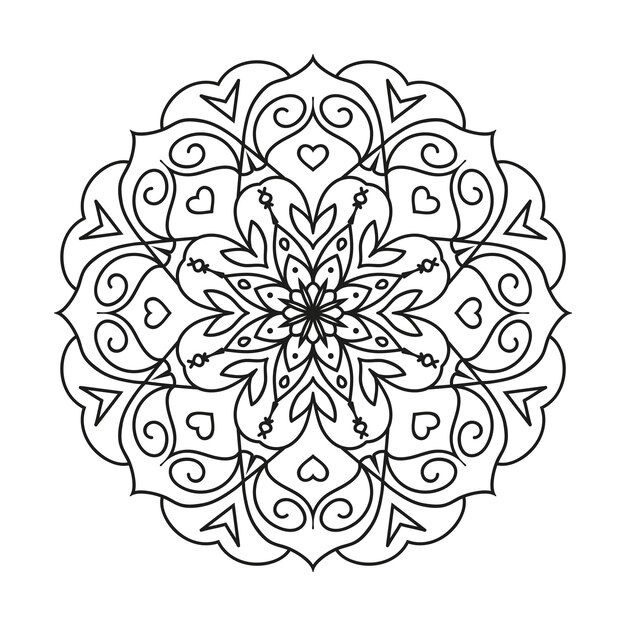 Vetor mandala rodada ilustração vetorial étnica preta sobre fundo branco para livro de passatempo para colorir