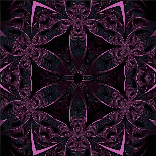 Mandala roxo escuro padrão floral vector design geométrico