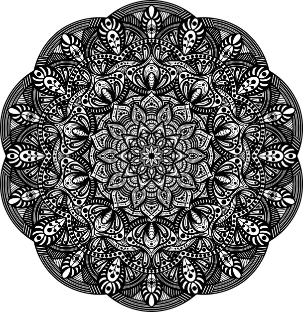 Mandala simples preto e branco