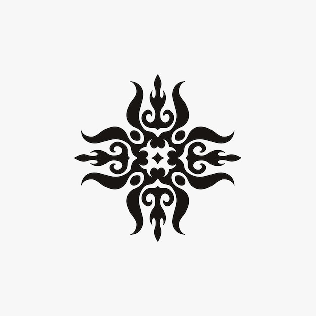 Mandala tribal flame symbol logo no fundo branco stencil decal tattoo vector illusration