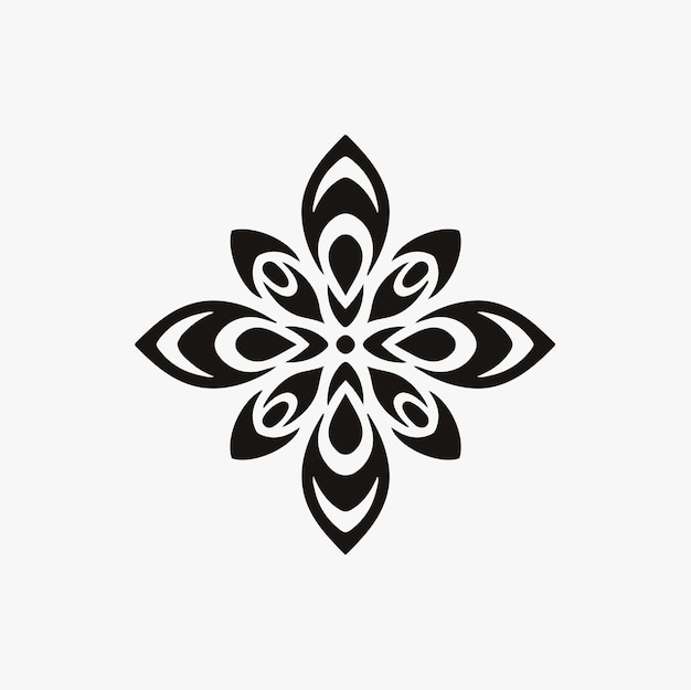 Mandala tribal flor símbolo logotipo em fundo branco estêncil decalque tatuagem vector design