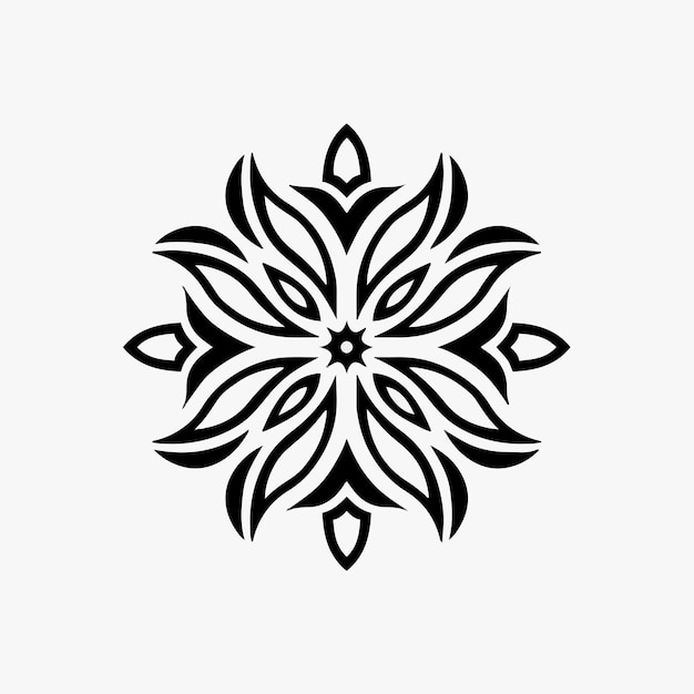 Mandala tribal flor símbolo logotipo em fundo branco estêncil decalque tatuagem vector design