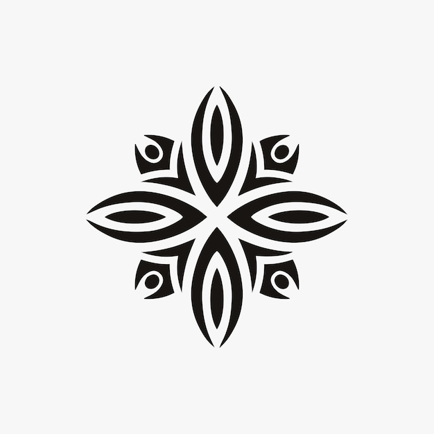 Mandala tribal flor símbolo logotipo em fundo branco estêncil decalque tatuagem vector design