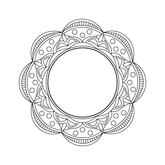 Mandala vetorial para colorir moldura redonda com espaço em branco dentro da borda decorativa