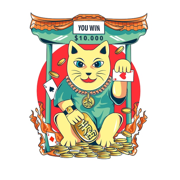 Vetor maneki neko gato fofo feliz