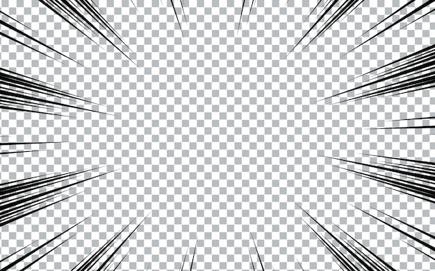 Manga com fundo transparente com linhas radiais efeito de ação de velocidade de quadro