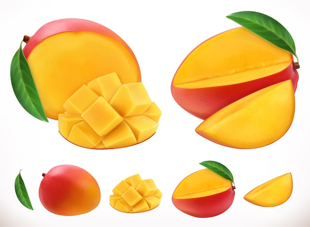 Vetor manga. frutas frescas 3d vetor realista