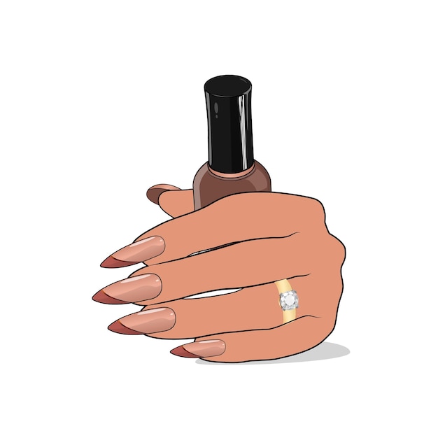 Manicure elegante com anel de diamante