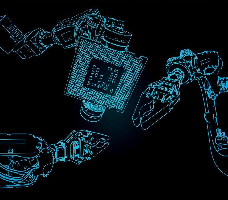 Vetor manipuladores industriais e microchips