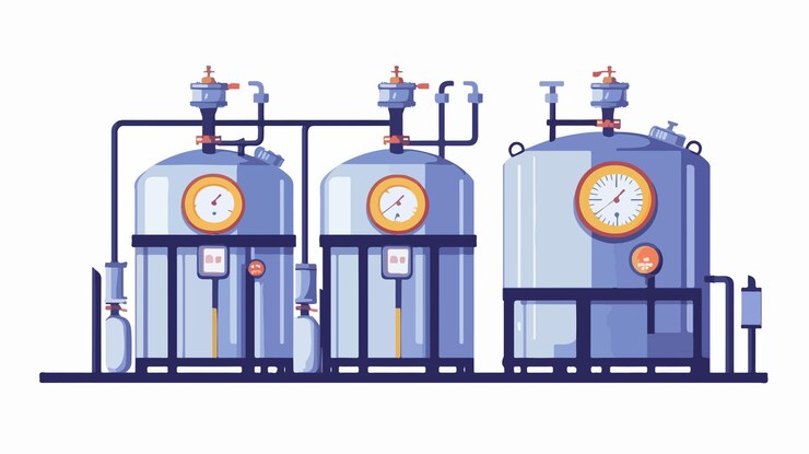 Vetor manômetros industriais em tanques de armazenamento de cilindros de aço