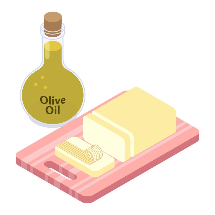 manteiga e óleo de oliva isométricos